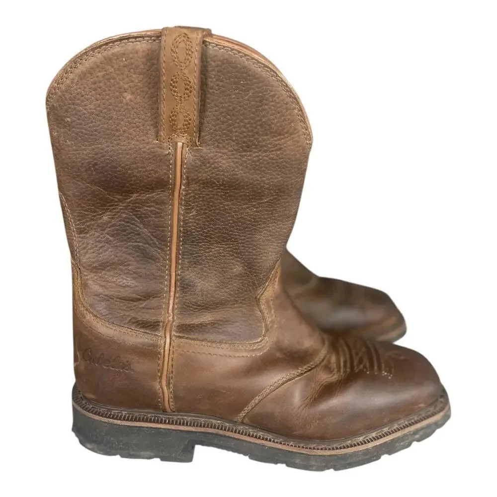Cabela’s Men’s Pinedale Western Brown Full Grain Leather Square Toe Work Boots